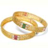 Delicately worked pink & green color bangles