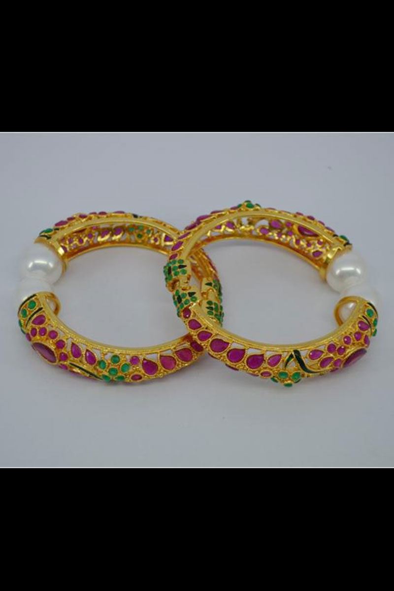 Wonderful pink & green colored bangles