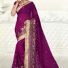 Exquisite violet saree in georgette