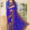 Enticing royal blue saree with resham