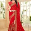 Regal red designer saree with zari work