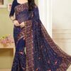 Rich resham worked saree in deep blue