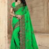Delightful green saree with resham work