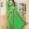 Arresting green saree with resham work