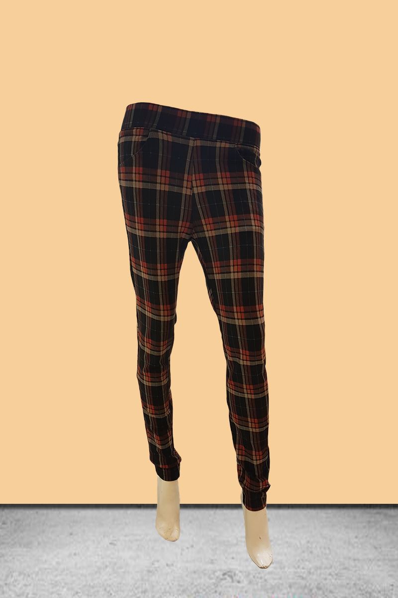Black checkered joggers style jeggings