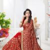 Sparkling red designer saree with zari
