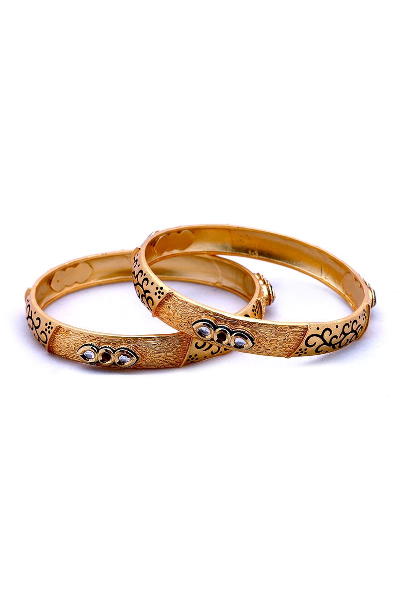 Stunning gold plated bangles with black