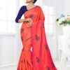 Glorious orange designer saree with pink