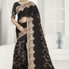Dauntless black designer saree with zari
