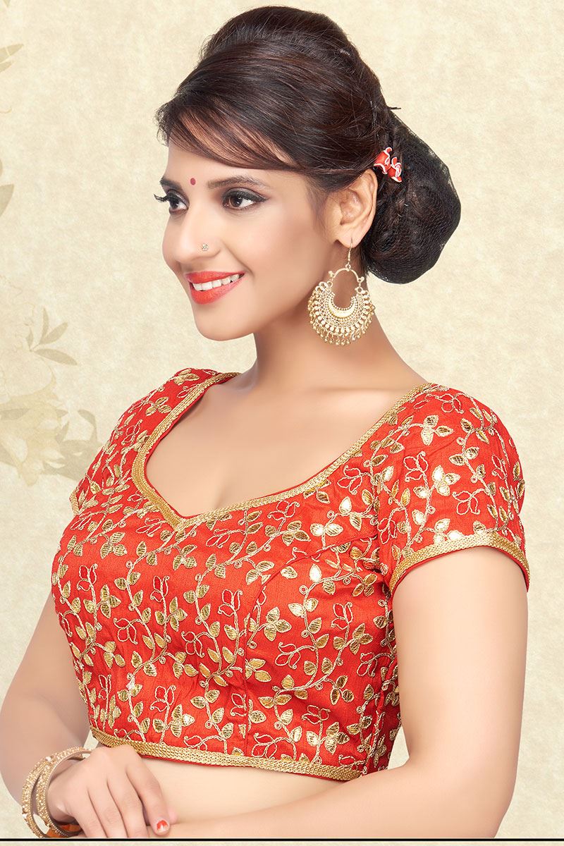 Lovely orange designer blouse with gota