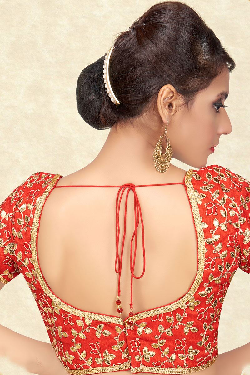 Lovely orange designer blouse with gota