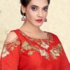 Dazzling red designer blouse with zari