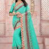 Modish blue designer saree with resham