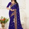 Lavish royal blue designer saree with zari