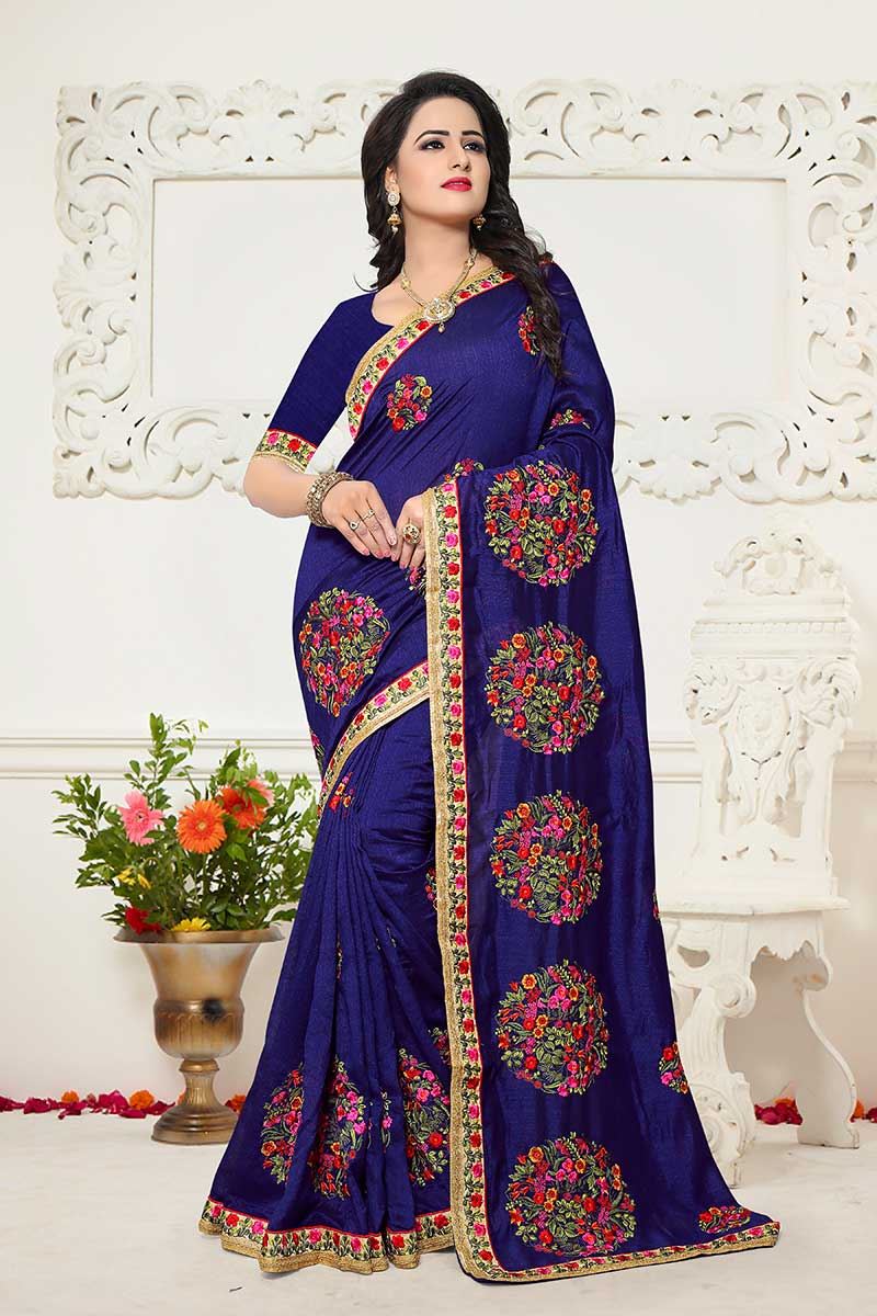 Heavenly royal blue designer saree