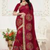 Stunning maroon designer sheer saree