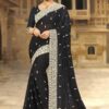 Dignified black designer saree with zari
