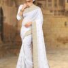 Pristine white designer saree with pearls