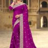 Fabulous violet designer saree with zari