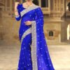 Appealing royal blue designer saree