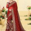 Lovely red designer saree with work