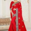 Beguiling Designer Red Georgette Party Wear Saree