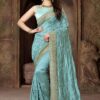 Magnificent Green designer glossy saree