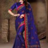 Enriching ink blue designer saree