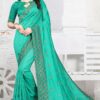 Affluent green designer saree with zari