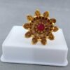 Pink stone enriched designer finger ring