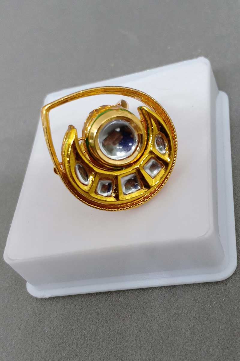 Edgy gold plated designer finger ring