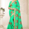 Stunning Pista Green Festive Wear Chiffon Saree