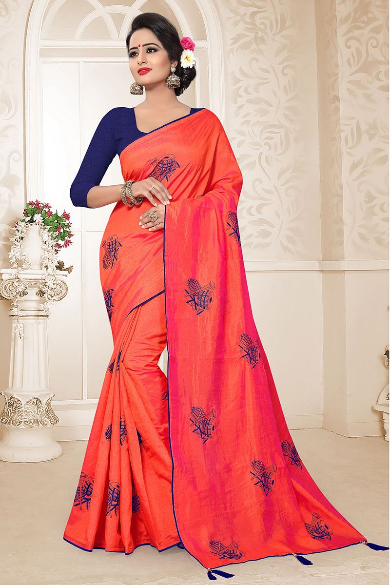 Blooming Gajari Colored Festive Wear Zoya Silk Saree