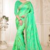 Blooming Pista Green Colored Partywear Embroidered Two Tone Rajwadi Silk Saree