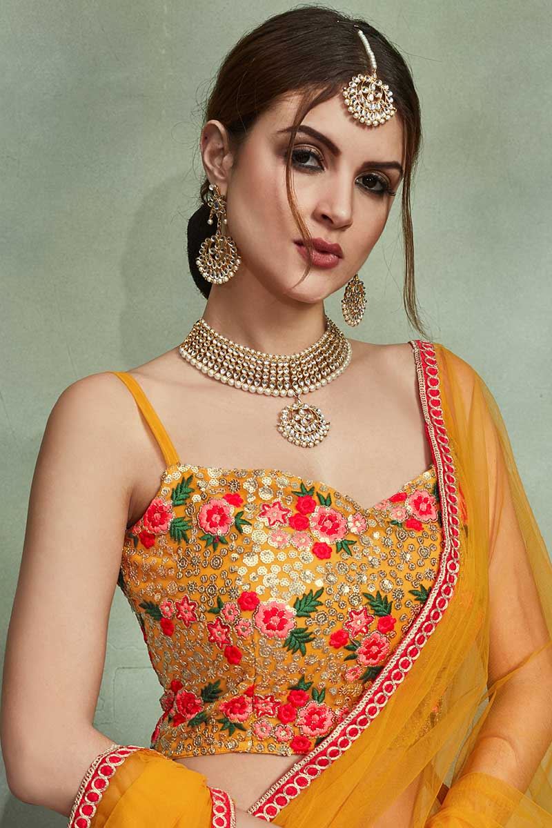 Astounding Mustard Yellow designer lehenga