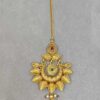 Gold Finish Pink & Green Color Kundan Wedding Maang Tikka