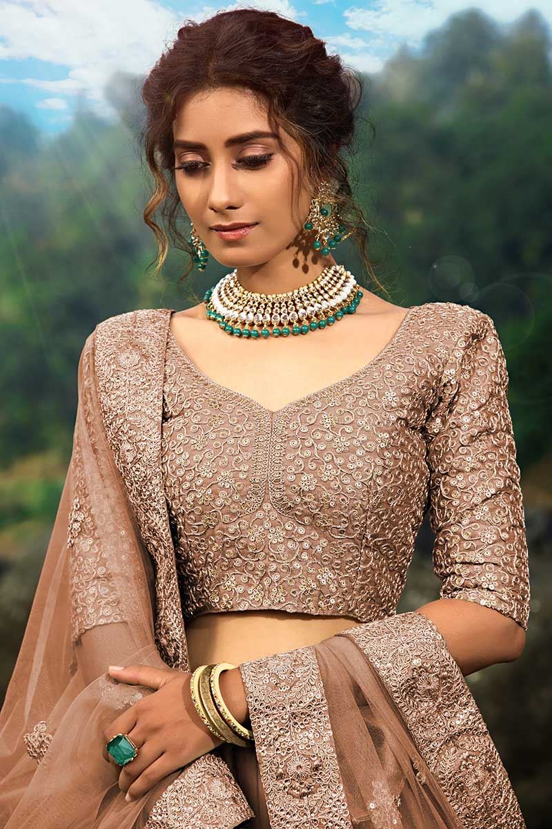 Pretty Brown Colored Lehenga Choli