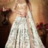 Beige and White Color Organza Lehenga Choli