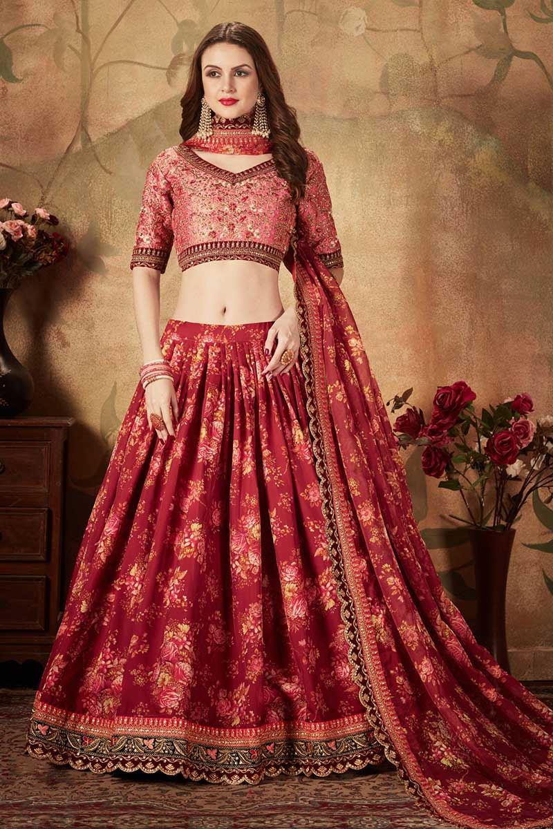 Bold Red Colored Lehenga Choli