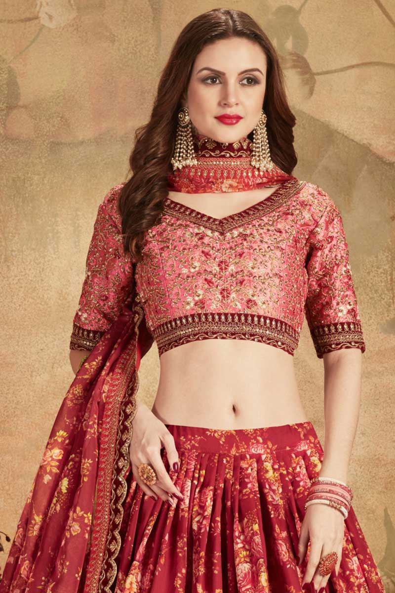 Bold Red Colored Lehenga Choli