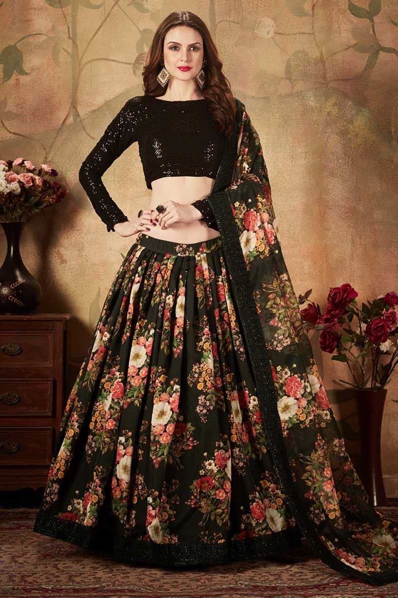 Sizzling Black Colored Lehenga Choli