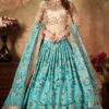Blue and Beige Color Organza Lehenga Choli