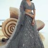 Stunning Grey Colored Partywear Embroidered Net Lehenga Choli