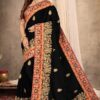 Gorgeous Black Colored Partywear Satin Saree