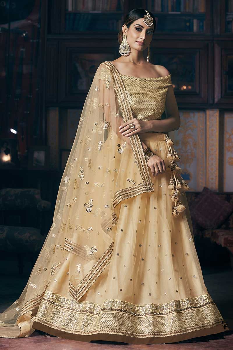 Wedding Designer Embroidery Cream Lahengha Choli