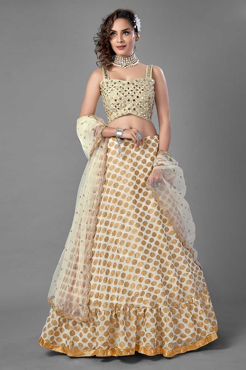 Amazing White Colored Designer Lehenga Choli