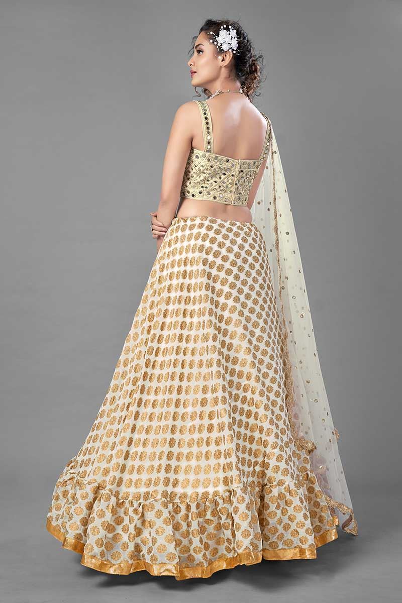 Amazing White Colored Designer Lehenga Choli