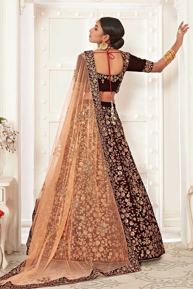 Latest Designer Maroon Colored Bridal Lehenga Choli