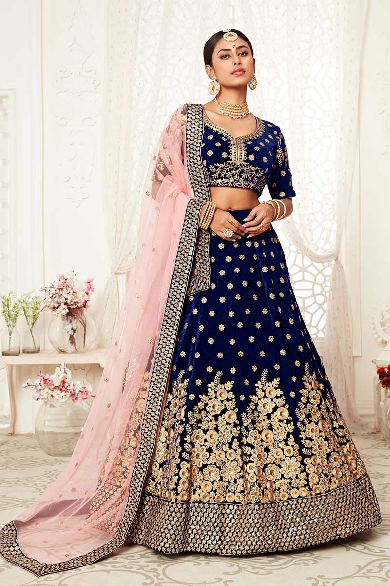 Latest Designer Navy Blue Colored Bridal Lehenga Choli