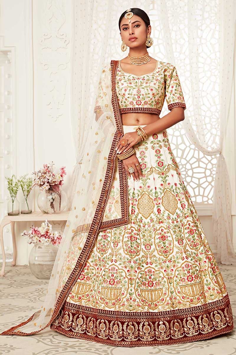 Latest Designer Off- White Colored Bridal Lehenga Choli